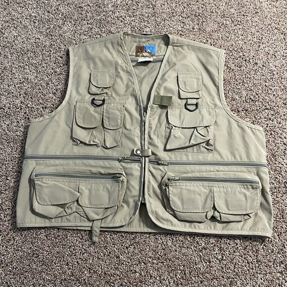 Rio Bravo Other - RIO BRAVO Tan Cotton Fly Fishing Tackle Safari Vest Jacket Adult Size XL